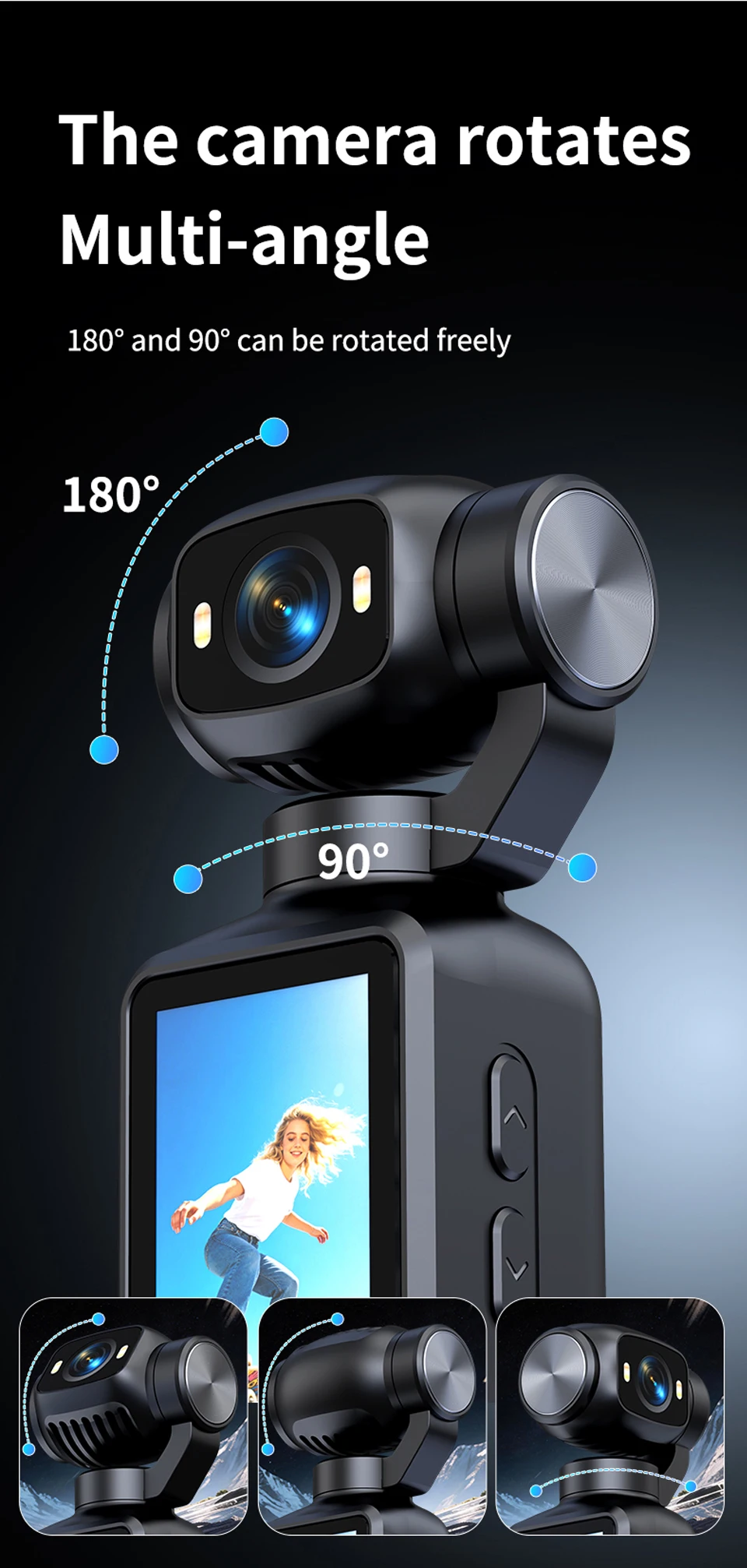 C&aacute;mara de acci&oacute;n port&aacute;til HD 1080P con soporte de escritorio para Vlog, YouTube, grabaci&oacute;n de videos para chicas, c&aacute;maras de acci&oacute;n para grabar la vida diaria.