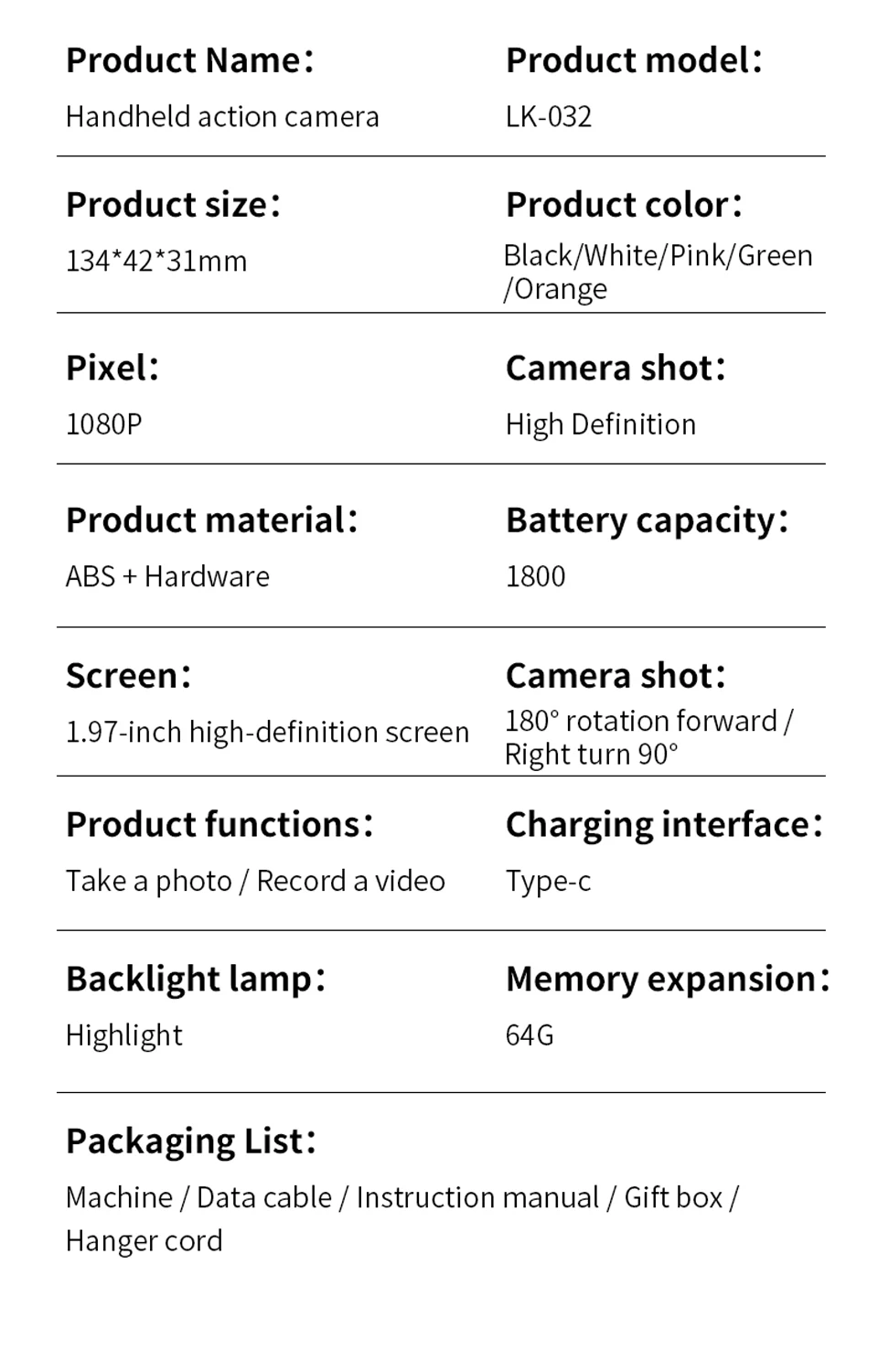 C&aacute;mara de acci&oacute;n port&aacute;til HD 1080P con soporte de escritorio para Vlog, YouTube, grabaci&oacute;n de videos para chicas, c&aacute;maras de acci&oacute;n para grabar la vida diaria.