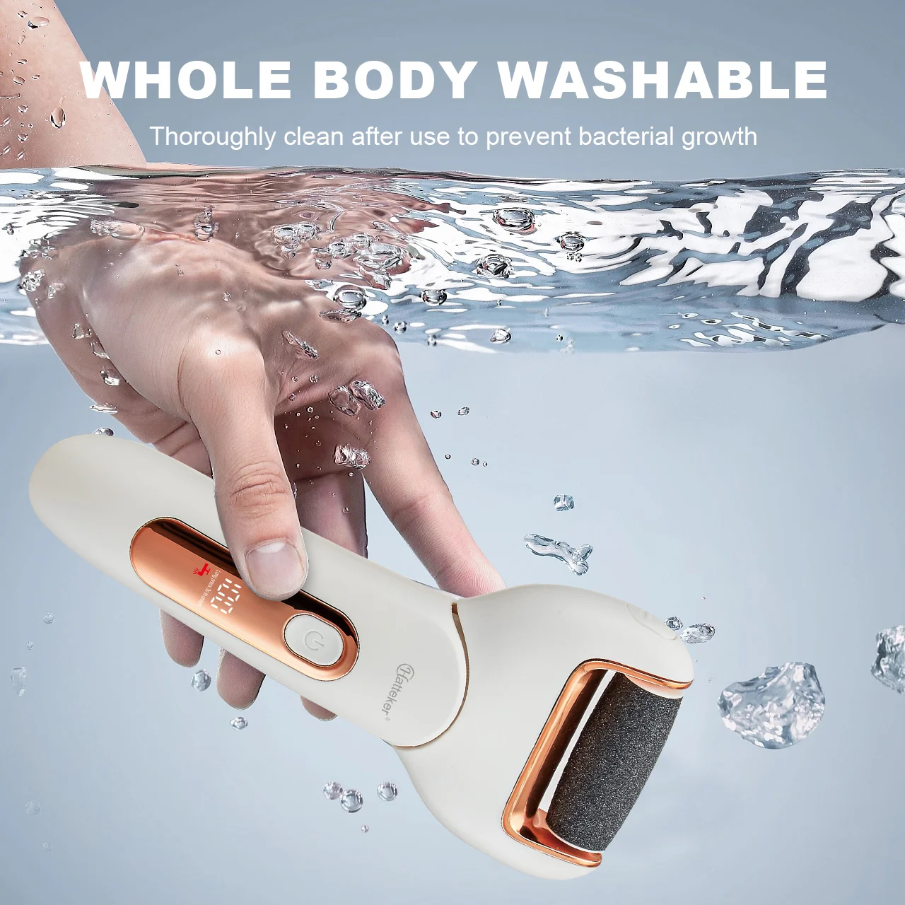 Hatteker Lima El&eacute;ctrica para Pies Recargable por USB, Removedor de Callos, Dispositivo de Pedicura, Herramienta para el Cuidado de los Pies, para Eliminar la Piel Dura del Tal&oacute;n, Resistente al Agua