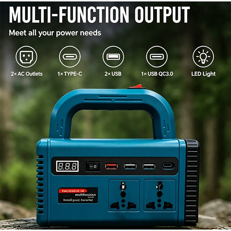 Estaci&oacute;n de energ&iacute;a port&aacute;til con bater&iacute;a de litio, inversor multifunci&oacute;n, generador de mano, luz de emergencia, energ&iacute;a de respaldo para Makita