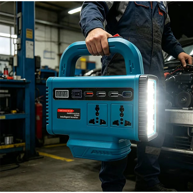 Estaci&oacute;n de energ&iacute;a port&aacute;til con bater&iacute;a de litio, inversor multifunci&oacute;n, generador de mano, luz de emergencia, energ&iacute;a de respaldo para Makita