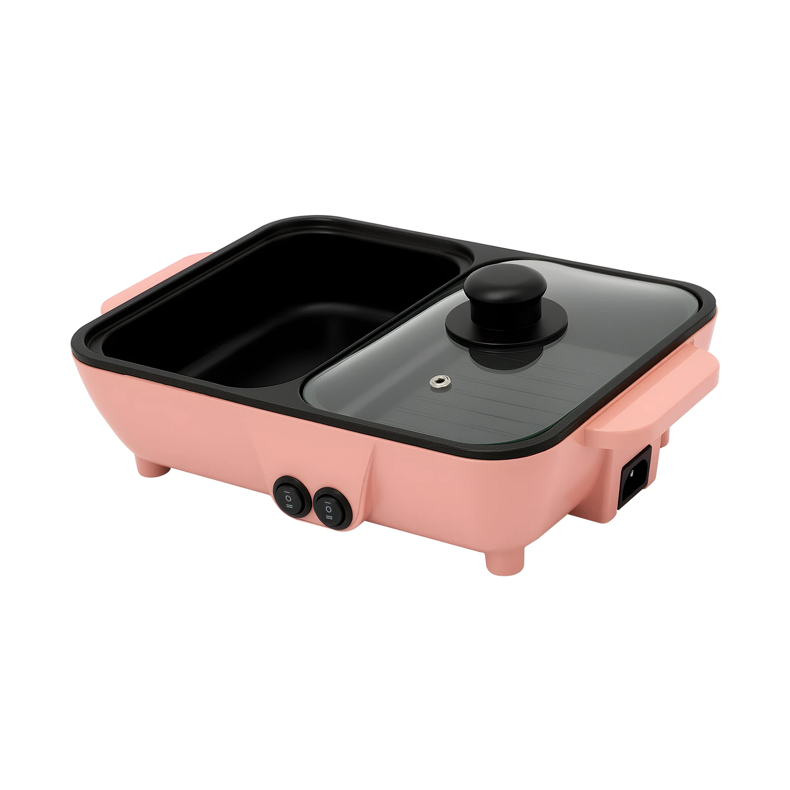 Olla caliente el&eacute;ctrica 2 en 1 con plancha, sart&eacute;n antiadherente de mesa, cocina para parrilla de verduras, olla Shabu para barbacoa, olla para cocinar fideos para el hogar