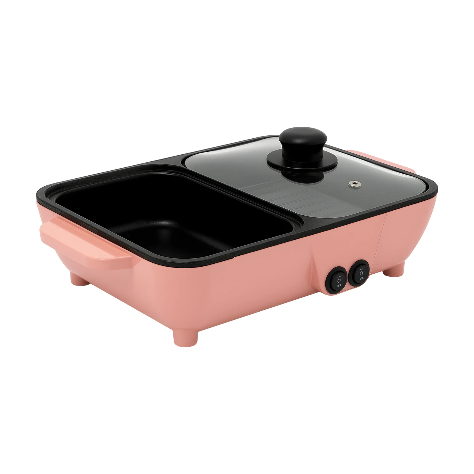 Olla caliente el&eacute;ctrica 2 en 1 con plancha, sart&eacute;n antiadherente de mesa, cocina para parrilla de verduras, olla Shabu para barbacoa, olla para cocinar fideos para el hogar