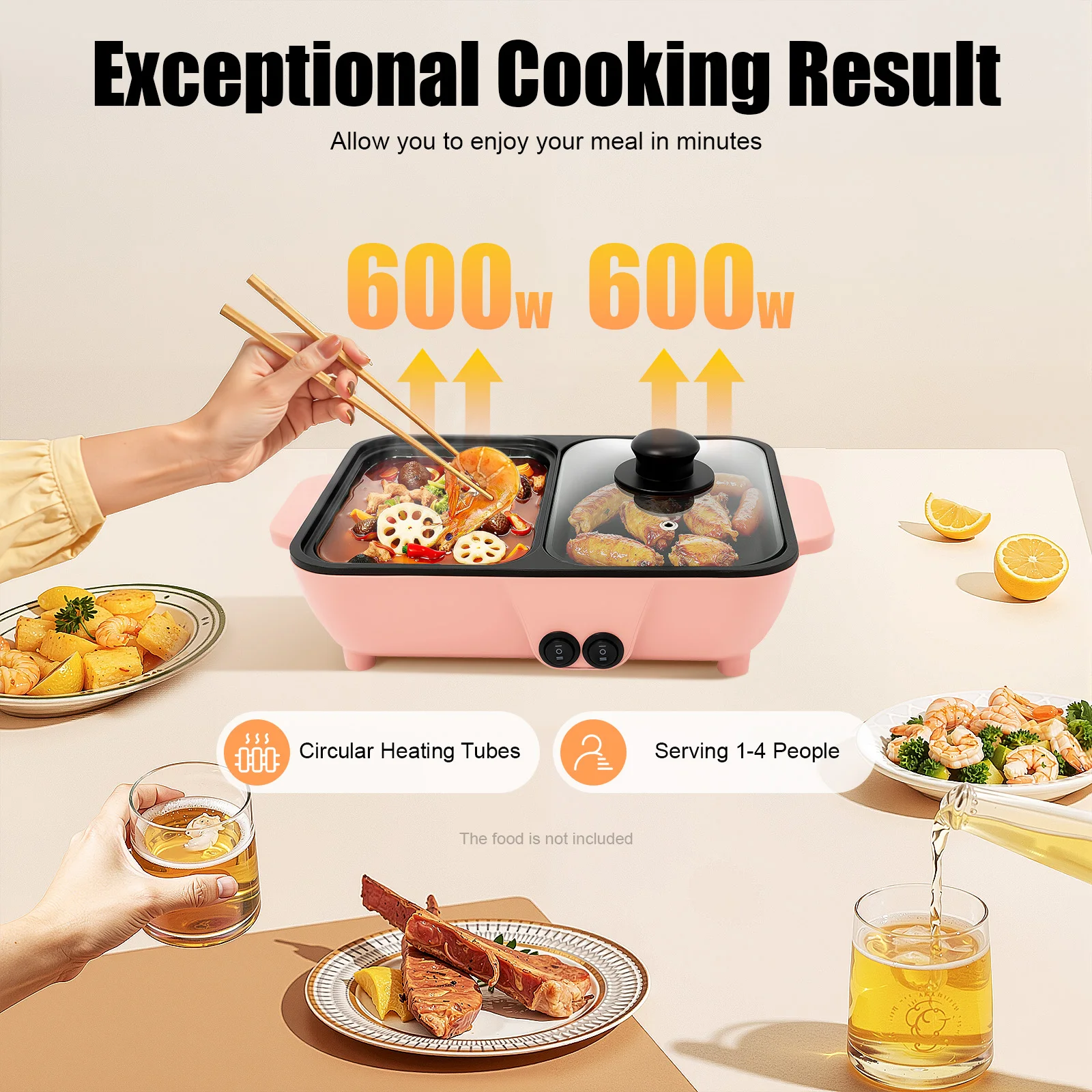 Olla caliente eléctrica 2 en 1 con plancha, sartén antiadherente de mesa, cocina para parrilla de verduras, olla Shabu para barbacoa, olla para cocinar fideos para el hogar Olla caliente eléctrica 2 en 1 con plancha, sartén antiadherente de mesa, cocina para parrilla de verduras, olla Shabu para barbacoa, olla para cocinar fideos para el hogar