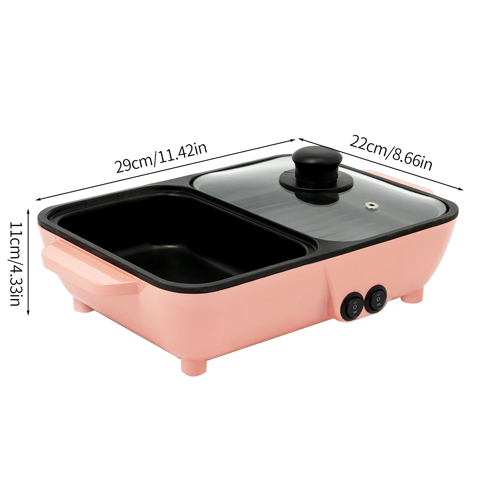 Olla caliente el&eacute;ctrica 2 en 1 con plancha, sart&eacute;n antiadherente de mesa, cocina para parrilla de verduras, olla Shabu para barbacoa, olla para cocinar fideos para el hogar