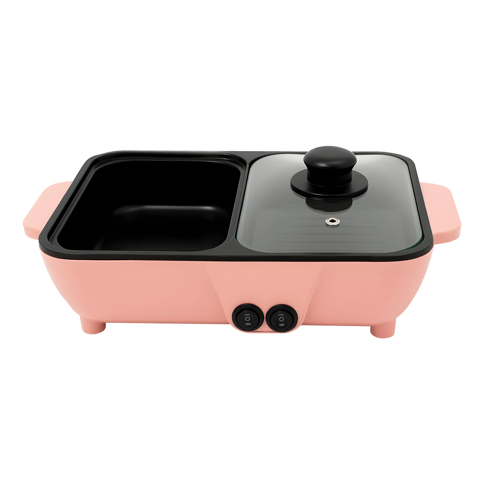 Olla caliente el&eacute;ctrica 2 en 1 con plancha, sart&eacute;n antiadherente de mesa, cocina para parrilla de verduras, olla Shabu para barbacoa, olla para cocinar fideos para el hogar