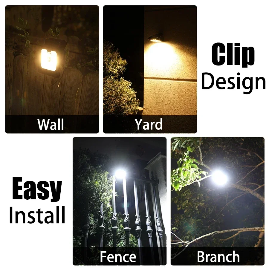 1-4 Luces Solares con Sensor de Movimiento, L&aacute;mpara de Trabajo Impermeable para Exteriores, 3 Modos de Iluminaci&oacute;n, L&aacute;mpara LED para Camping, Valla, Pared, Garaje