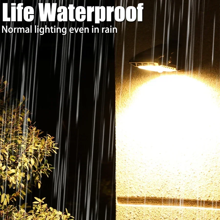 1-4 Luces Solares con Sensor de Movimiento, L&aacute;mpara de Trabajo Impermeable para Exteriores, 3 Modos de Iluminaci&oacute;n, L&aacute;mpara LED para Camping, Valla, Pared, Garaje