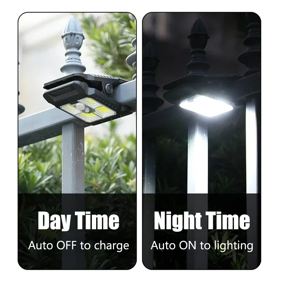 1-4 Luces Solares con Sensor de Movimiento, L&aacute;mpara de Trabajo Impermeable para Exteriores, 3 Modos de Iluminaci&oacute;n, L&aacute;mpara LED para Camping, Valla, Pared, Garaje