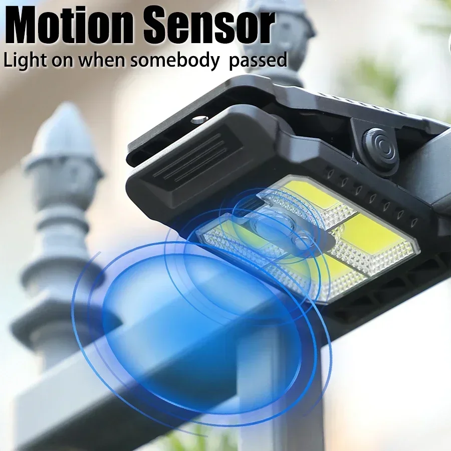 1-4 Luces Solares con Sensor de Movimiento, L&aacute;mpara de Trabajo Impermeable para Exteriores, 3 Modos de Iluminaci&oacute;n, L&aacute;mpara LED para Camping, Valla, Pared, Garaje