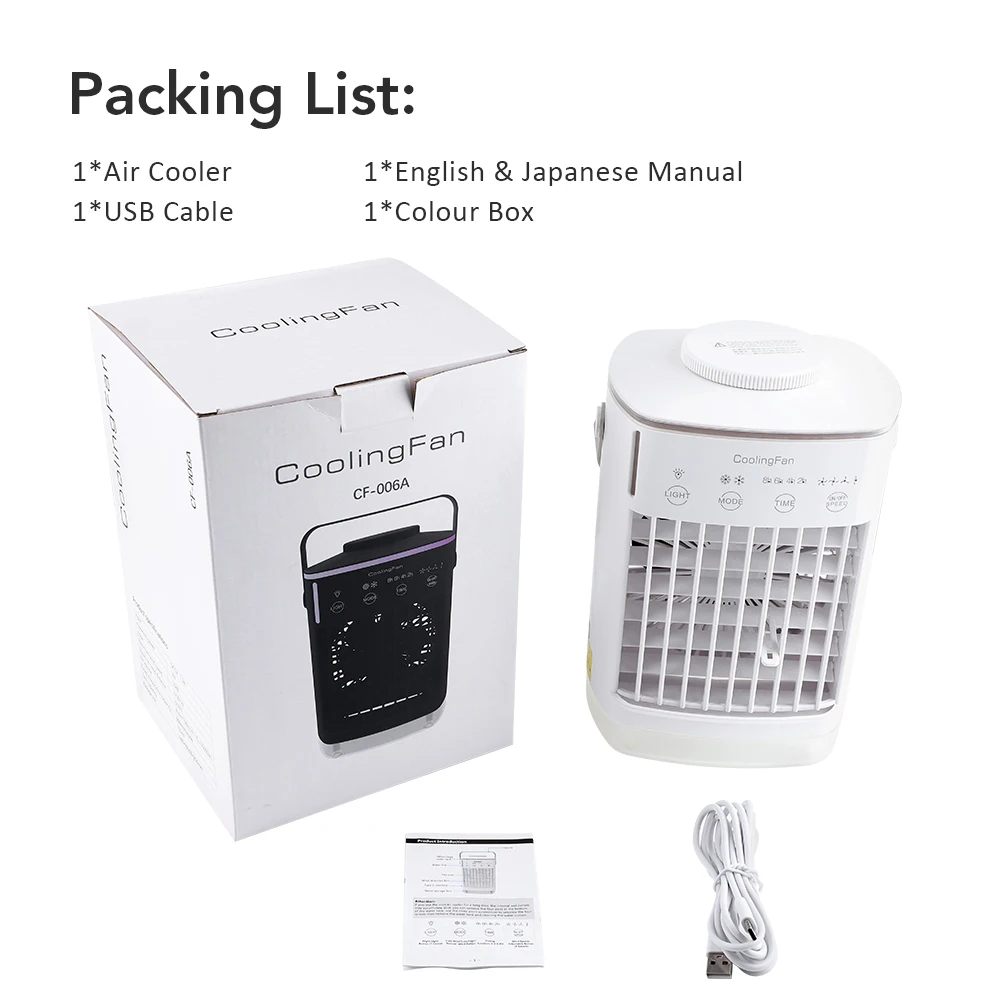Ventilador de aire acondicionado de escritorio, ventilador de aire port&aacute;til con luz nocturna LED, humidificador, mini ventilador de refrigeraci&oacute;n con agua y hielo para el hogar y la oficina