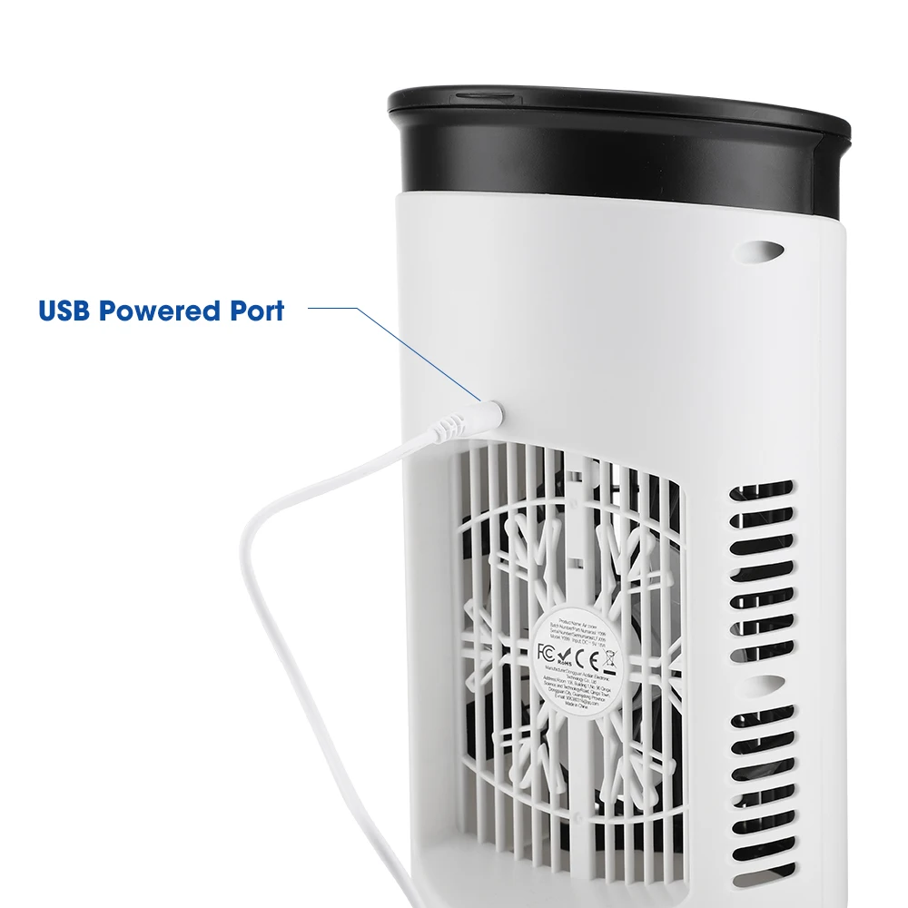 Ventilador de aire acondicionado de escritorio, ventilador de aire port&aacute;til con luz nocturna LED, humidificador, mini ventilador de refrigeraci&oacute;n con agua y hielo para el hogar y la oficina