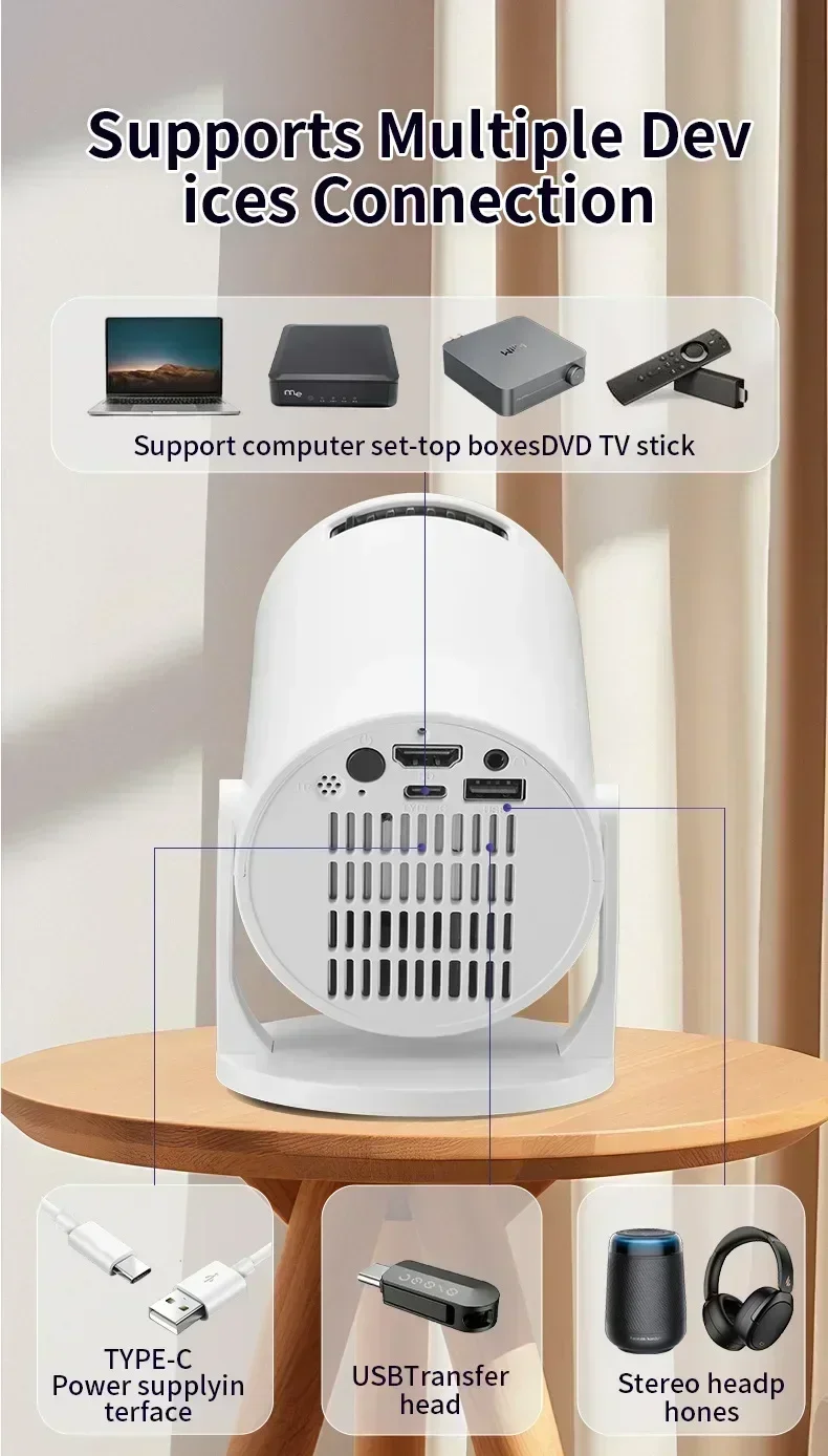 Nuevo Mini Proyector HY300 4K Android 11 Wifi6 290ANSI Allwinner H713 BT5.0 1080P 1280*720P Cine Port&aacute;til para Exteriores