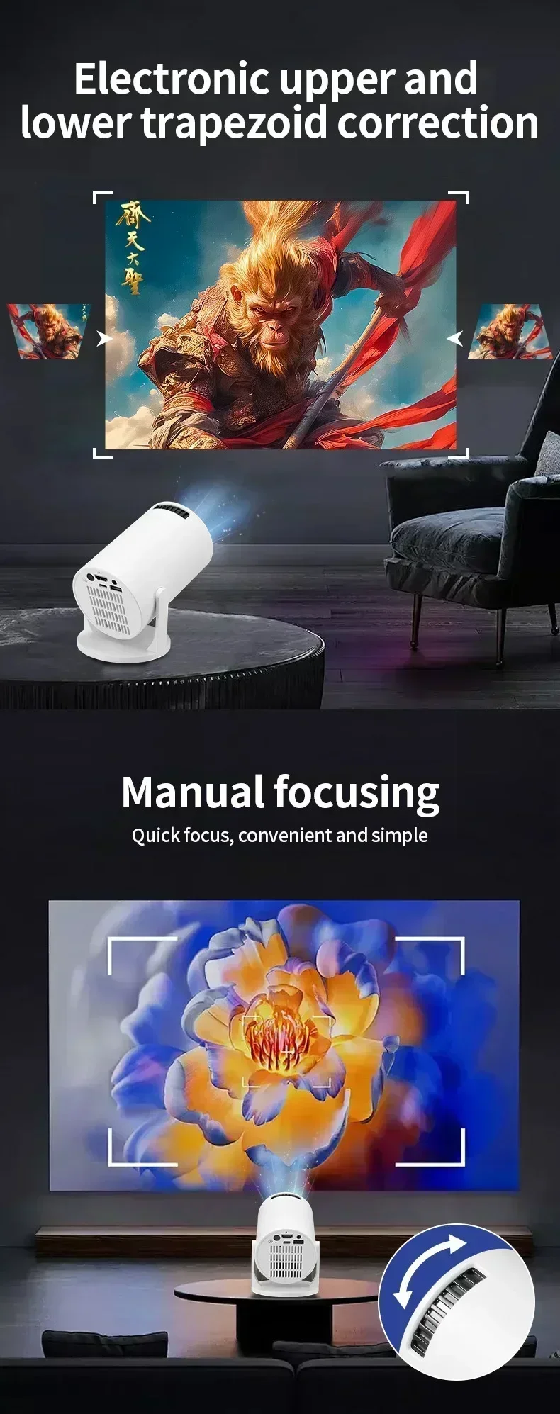 Nuevo Mini Proyector HY300 4K Android 11 Wifi6 290ANSI Allwinner H713 BT5.0 1080P 1280*720P Cine Port&aacute;til para Exteriores