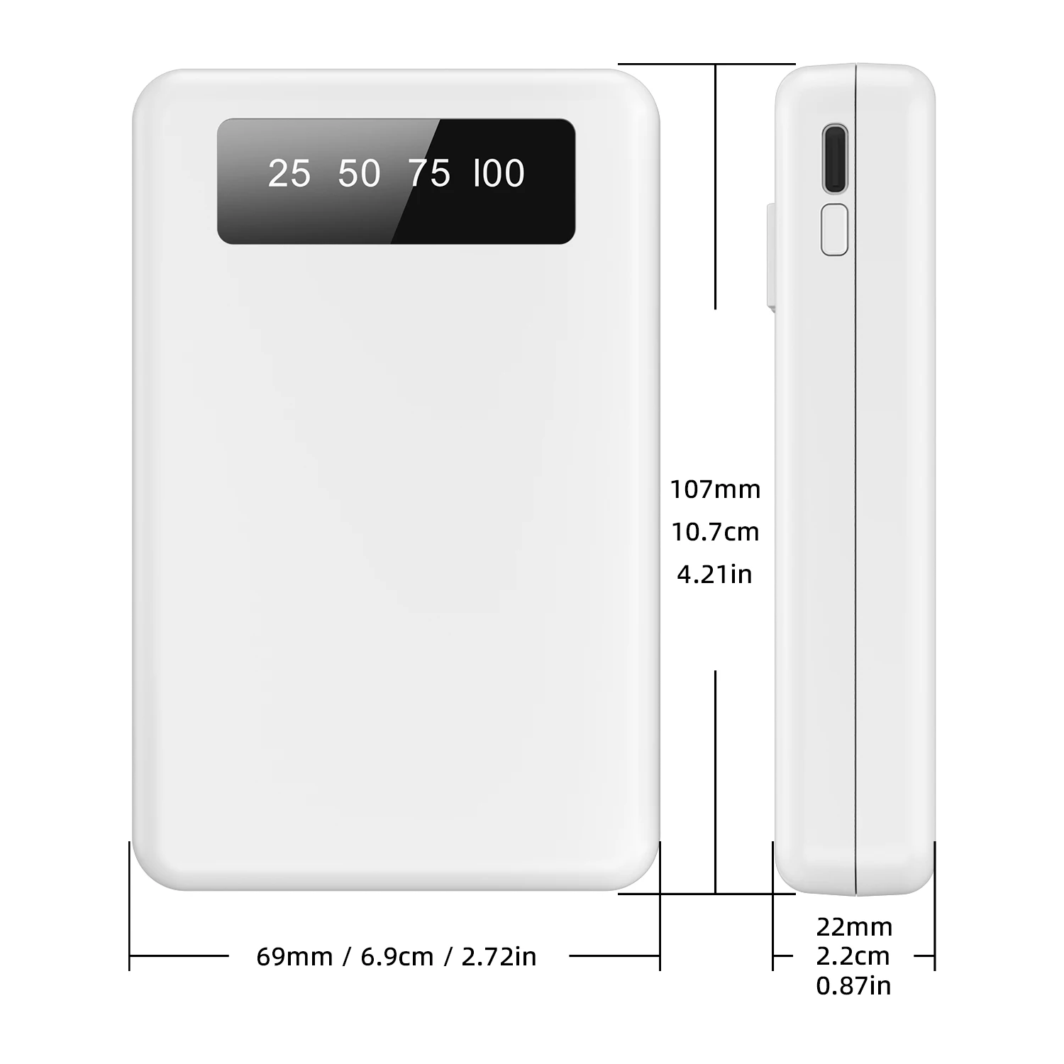 Mini Slim Power Bank Port&aacute;til de 10000 mAh, Pantalla Digital LED Integrada, 1 Puerto USB-A y 3 Cables Integrados, Dise&ntilde;o Peque&ntilde;o y Ligero, Carga Simult&aacute;nea de M&uacute;ltiples Dispositivos para Viajes, Campa