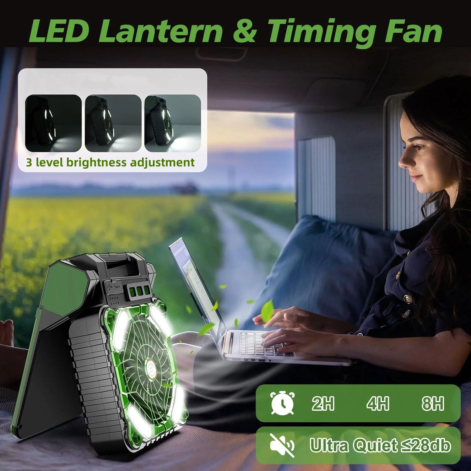 Ventiladores solares portátiles, linterna LED de 7800mAh, ventilador de Camping con energía Solar recargable, 4 velocidades, potente viento 90 ° Ventilador plegable Ventiladores solares portátiles, linterna LED de 7800mAh, ventilador de Camping con energía Solar recargable, 4 velocidades, potente viento 90 ° Ventilador plegable
