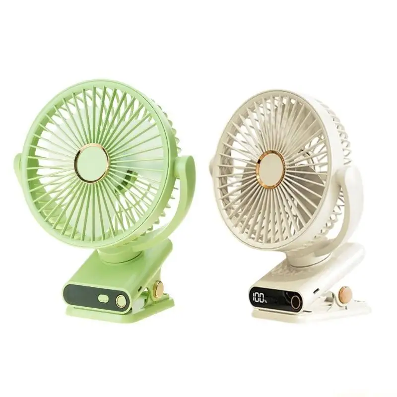 Mini ventilador D0AB con clip ajustable, dispositivo de refrigeraci&oacute;n ligero, recargable por USB, funcionamiento silencioso,