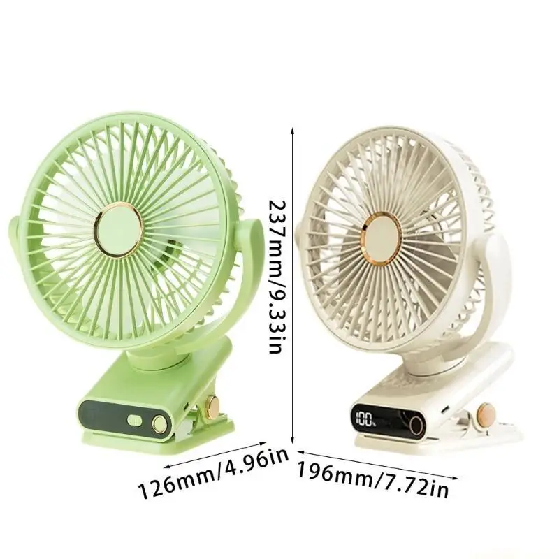 Mini ventilador D0AB con clip ajustable, dispositivo de refrigeraci&oacute;n ligero, recargable por USB, funcionamiento silencioso,
