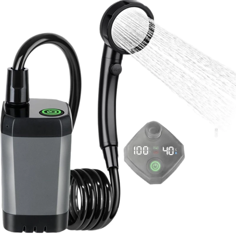 Equipo de ducha port&aacute;til para acampar, pantalla LED recargable de 6000mAh, juego de ducha m&oacute;vil el&eacute;ctrico simple para exteriores
