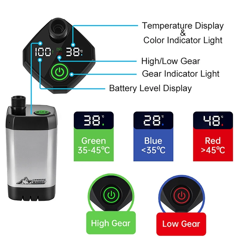 Equipo de ducha port&aacute;til para acampar, pantalla LED recargable de 6000mAh, juego de ducha m&oacute;vil el&eacute;ctrico simple para exteriores
