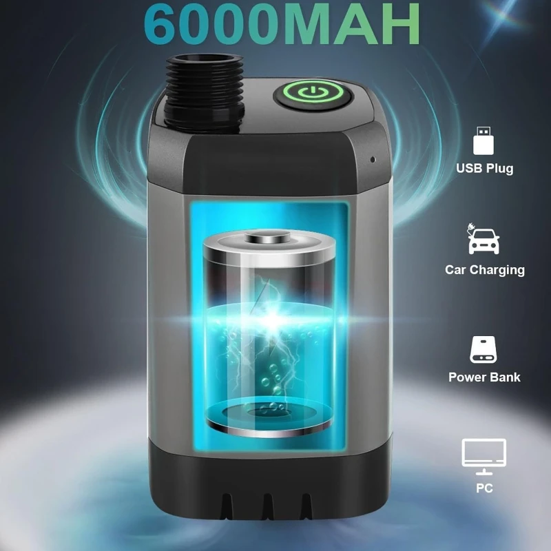Equipo de ducha port&aacute;til para acampar, pantalla LED recargable de 6000mAh, juego de ducha m&oacute;vil el&eacute;ctrico simple para exteriores