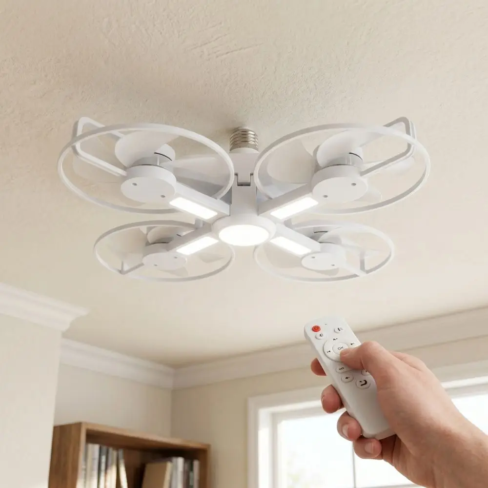 Ventilador de Techo 2 en 1 de 3 Velocidades con Luz Regulable de 3 Temperaturas de Color, con Control Remoto Ajustable Ventilador de Techo 2 en 1 de 3 Velocidades con Luz Regulable de 3 Temperaturas de Color, con Control Remoto Ajustable