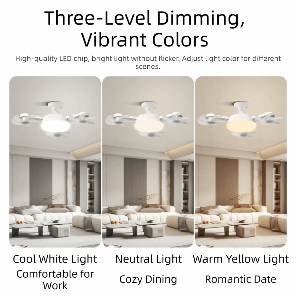 Ventilador de Techo 2 en 1 de 3 Velocidades con Luz Regulable de 3 Temperaturas de Color, con Control Remoto Ajustable Ventilador de Techo 2 en 1 de 3 Velocidades con Luz Regulable de 3 Temperaturas de Color, con Control Remoto Ajustable