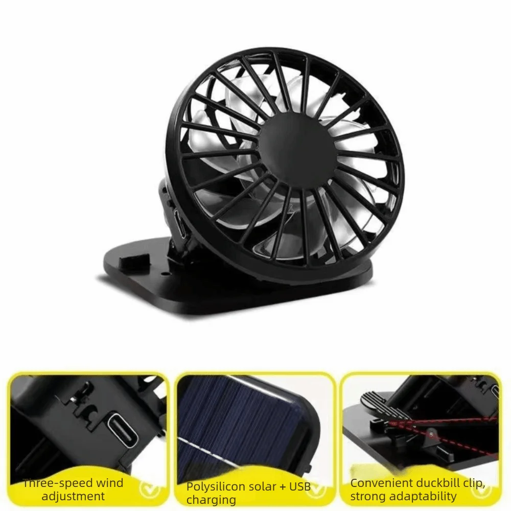 Ventilador Solar Port&aacute;til Multifuncional, Mini Ventilador de Refrigeraci&oacute;n Ligero con Energ&iacute;a Solar, Ventilador de Gorra Recargable con Carga USB para Exteriores