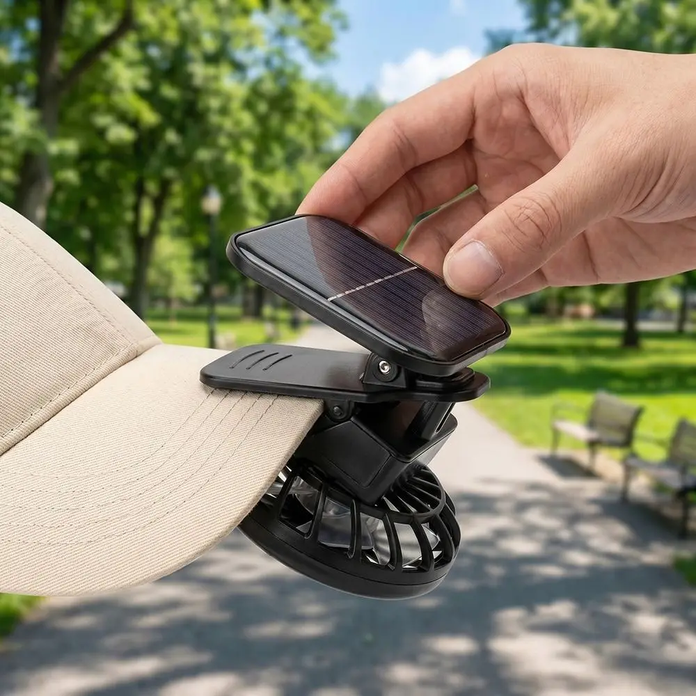 Ventilador Solar Port&aacute;til Multifuncional, Mini Ventilador de Refrigeraci&oacute;n Ligero con Energ&iacute;a Solar, Ventilador de Gorra Recargable con Carga USB para Exteriores