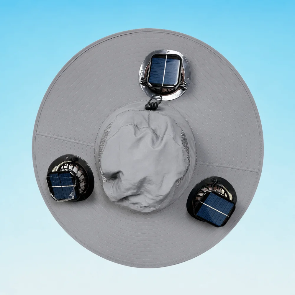 Gorra con 3 Ventiladores Solares, Transpirable, Protecci&oacute;n UV, Ala Ancha, Resistente al Viento, Ligera, Visera con Ventilador para Clima C&aacute;lido