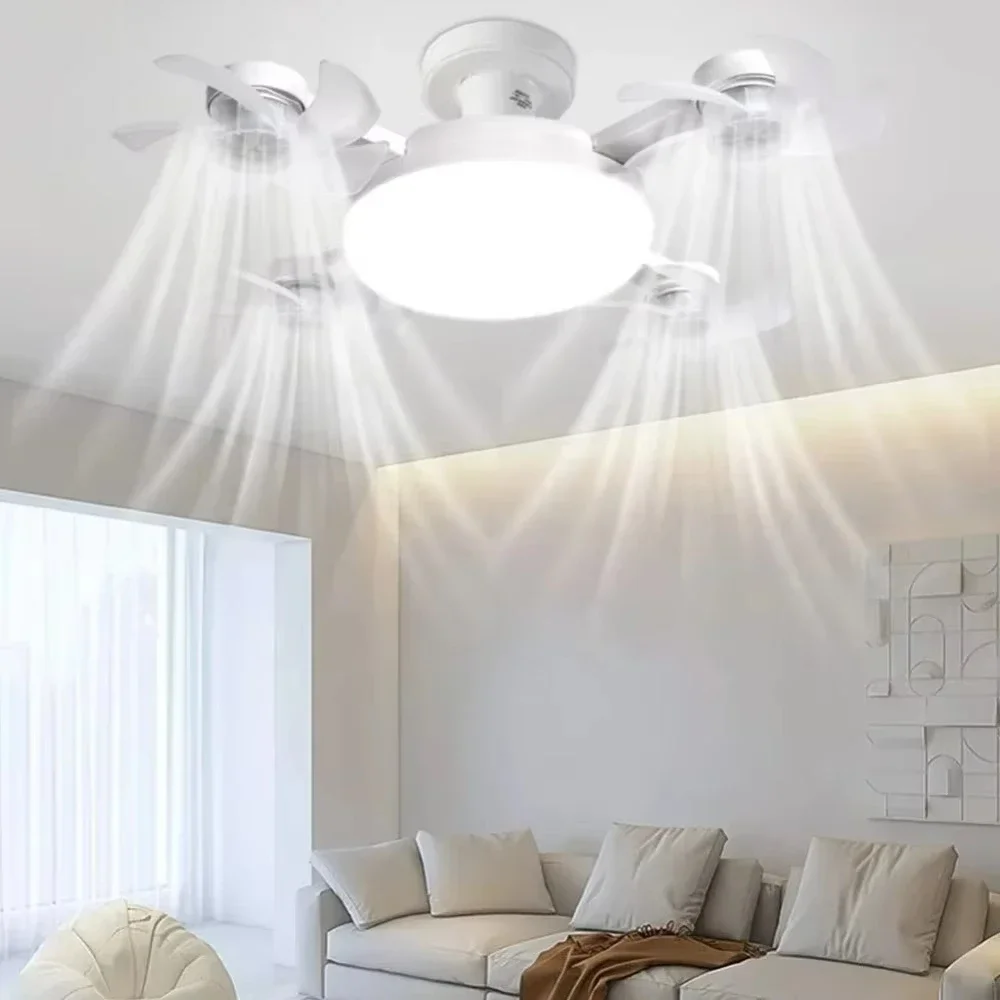 Ventilador de Techo Silencioso con Dise&ntilde;o de Dron, Luz LED de 3 Colores, Base E27, Control Remoto, Regulable, para Sala de Estar y Dormitorio