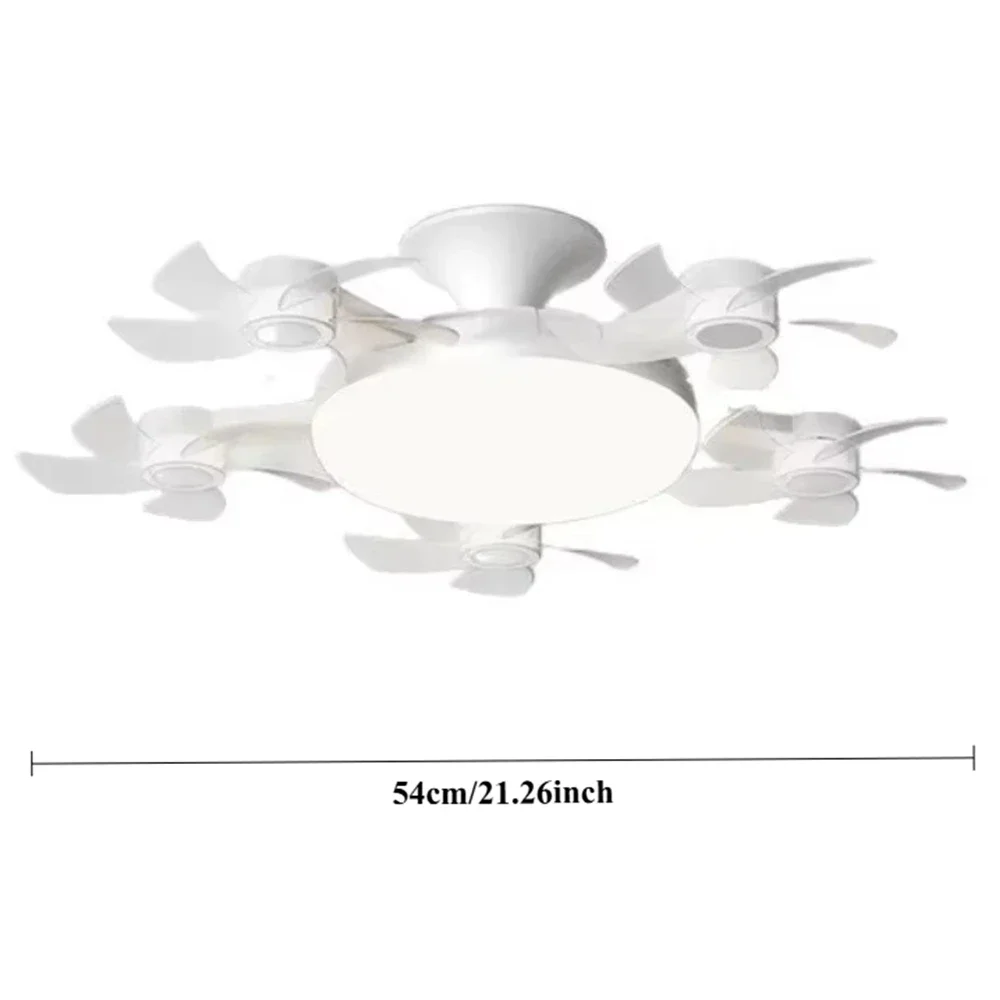 Ventilador de Techo Silencioso con Dise&ntilde;o de Dron, Luz LED de 3 Colores, Base E27, Control Remoto, Regulable, para Sala de Estar y Dormitorio