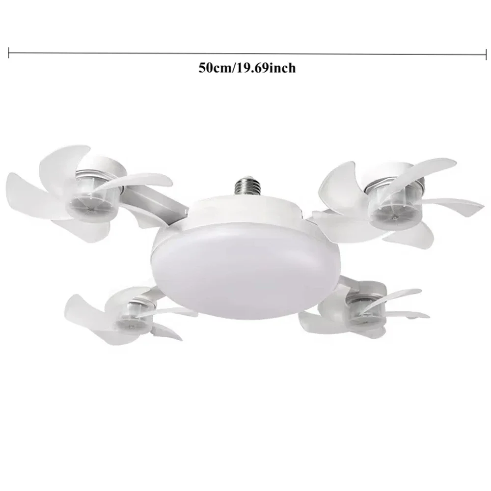Ventilador de Techo Silencioso con Dise&ntilde;o de Dron, Luz LED de 3 Colores, Base E27, Control Remoto, Regulable, para Sala de Estar y Dormitorio