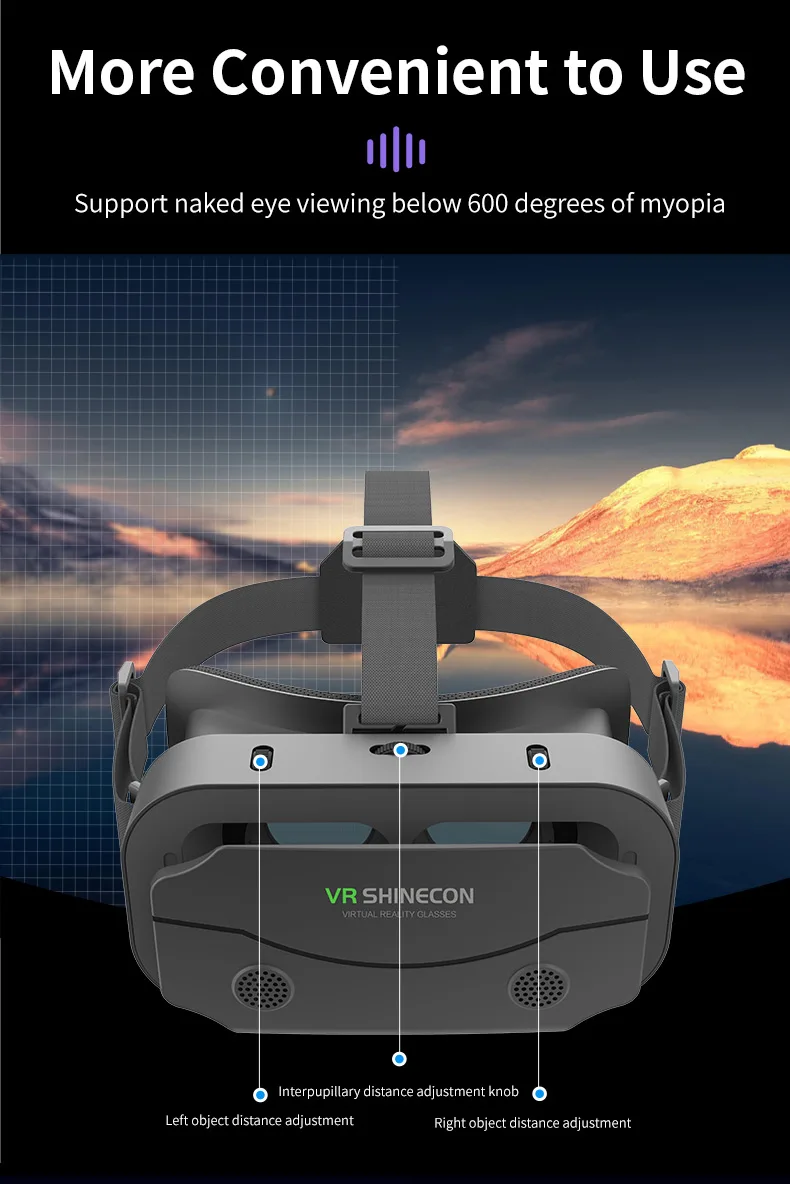 Gafas de realidad Virtual 3D VR, dispositivos de auriculares, lentes de casco, gafas inteligentes para tel&eacute;fonos inteligentes, tel&eacute;fono m&oacute;vil, juego de visor Viar
