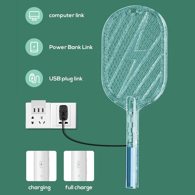 Matamoscas el&eacute;ctrico 3 en 1, l&aacute;mpara antimosquitos, matamoscas de insectos, 3000V, tipo C, recargable, matamoscas