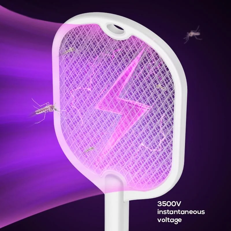 Matamoscas el&eacute;ctrico 3 en 1, l&aacute;mpara antimosquitos, matamoscas de insectos, 3000V, tipo C, recargable, matamoscas