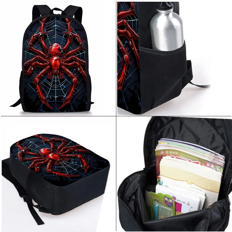 Juego de mochila de tres piezas Red Spider para ni&ntilde;os y ni&ntilde;as, los mejores regalos, mochila escolar de dibujos animados en 2D para ni&ntilde;os