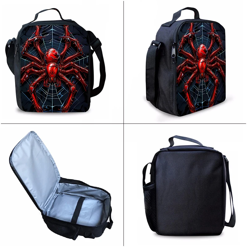 Juego de mochila de tres piezas Red Spider para ni&ntilde;os y ni&ntilde;as, los mejores regalos, mochila escolar de dibujos animados en 2D para ni&ntilde;os