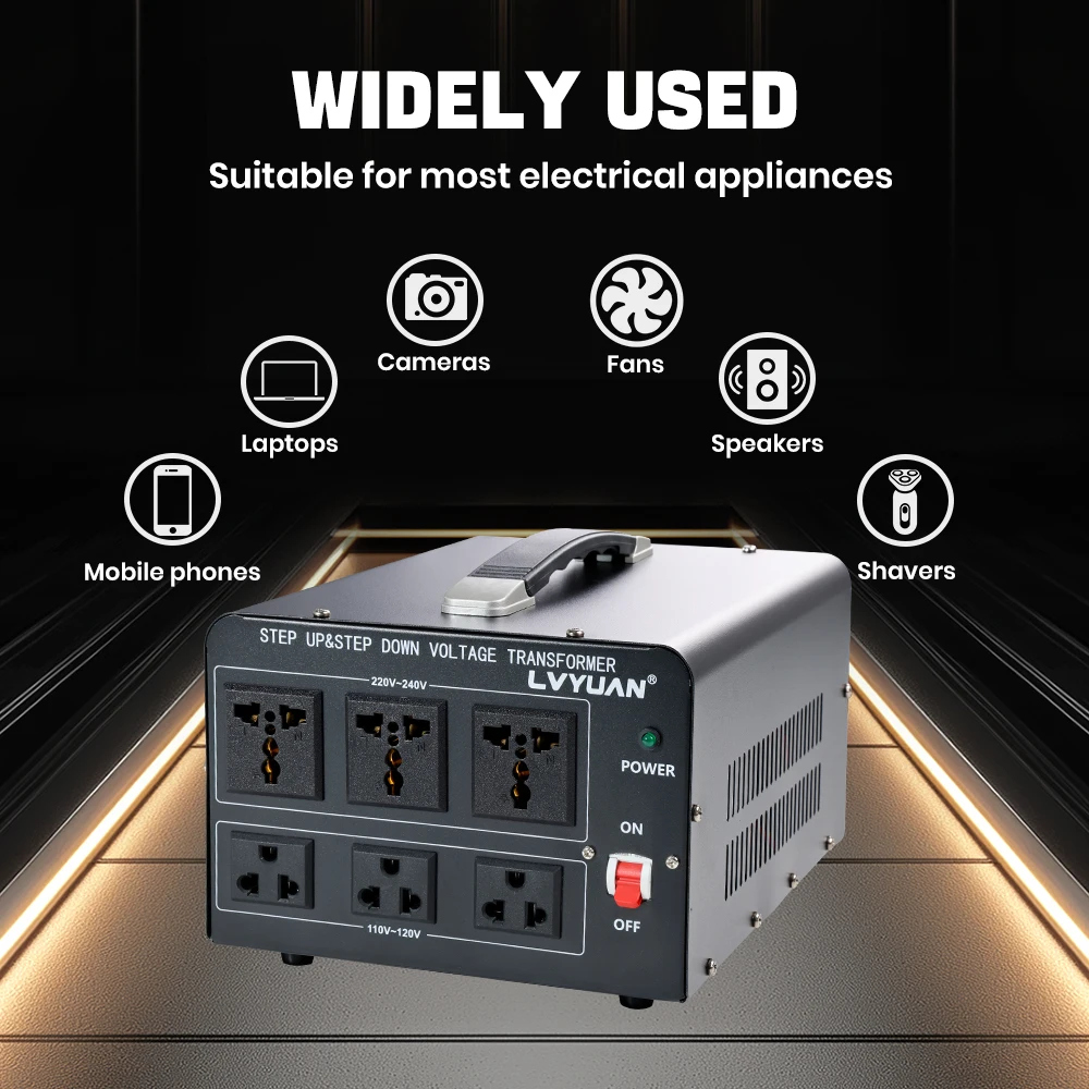Transformador de Voltaje LVYUAN 700W/3500W/6000W, Convertidor de CA de 110V a 220V o de 220V a 110V, Cable de Alimentaci&oacute;n Est&aacute;ndar de EE. UU.