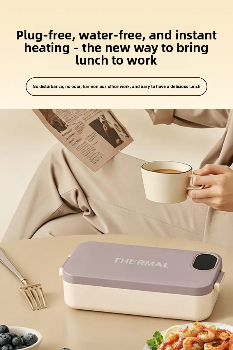 Lonchera El&eacute;ctrica Port&aacute;til para Trabajadores de Oficina, Lonchera con Calefacci&oacute;n y Carga, Aislamiento T&eacute;rmico sin Agua 304, Comida Caliente para Exteriores