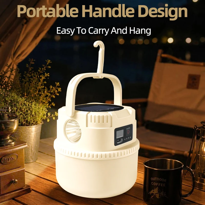 Lámpara Solar LED para Camping, Portátil, con Gancho, Admite Carga TIPO-C Lámpara Solar LED para Camping, Portátil, con Gancho, Admite Carga TIPO-C
