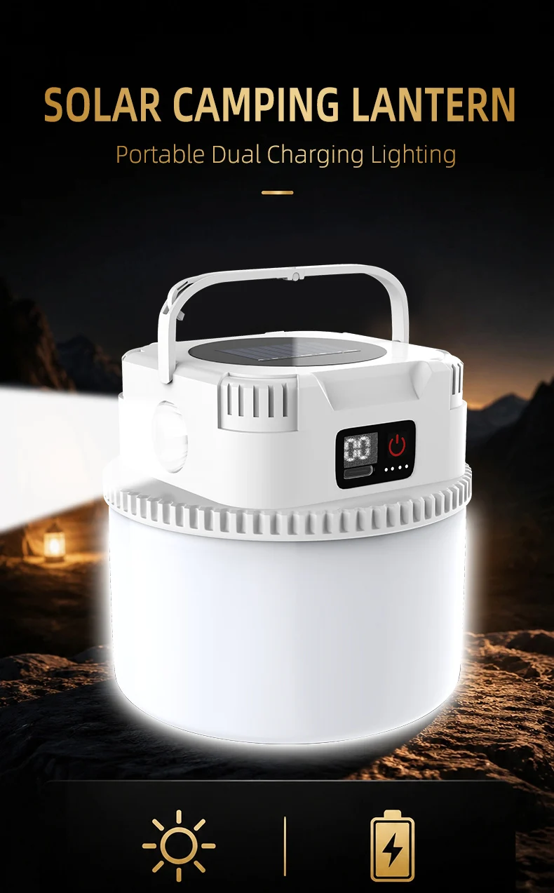 Lámpara Solar LED para Camping, Portátil, con Gancho, Admite Carga TIPO-C Lámpara Solar LED para Camping, Portátil, con Gancho, Admite Carga TIPO-C