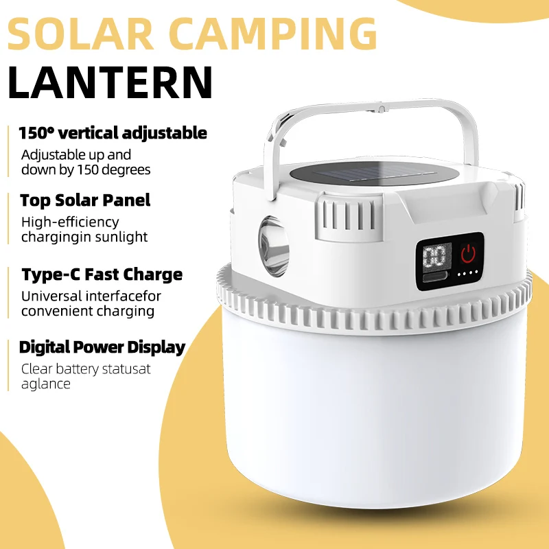 Lámpara Solar LED para Camping, Portátil, con Gancho, Admite Carga TIPO-C Lámpara Solar LED para Camping, Portátil, con Gancho, Admite Carga TIPO-C