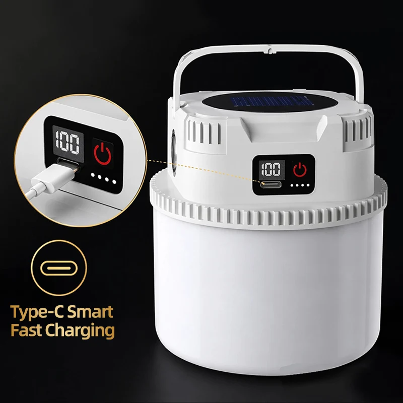 Lámpara Solar LED para Camping, Portátil, con Gancho, Admite Carga TIPO-C Lámpara Solar LED para Camping, Portátil, con Gancho, Admite Carga TIPO-C