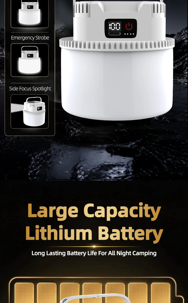 Lámpara Solar LED para Camping, Portátil, con Gancho, Admite Carga TIPO-C Lámpara Solar LED para Camping, Portátil, con Gancho, Admite Carga TIPO-C