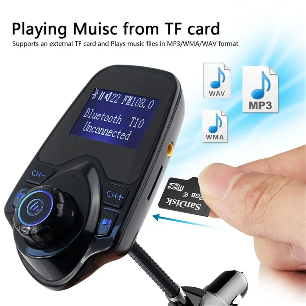 Transmisor FM, Cargador de Coche USB de 5V 2.1A, Kit de Coche Bluetooth Manos Libres, Reproductor de M&uacute;sica MP3, Pantalla LED de 1.44 Pulgadas