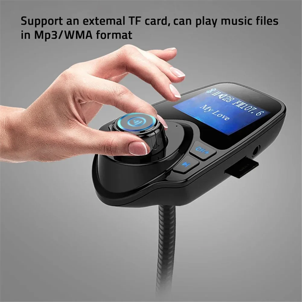 Transmisor FM, Cargador de Coche USB de 5V 2.1A, Kit de Coche Bluetooth Manos Libres, Reproductor de M&uacute;sica MP3, Pantalla LED de 1.44 Pulgadas