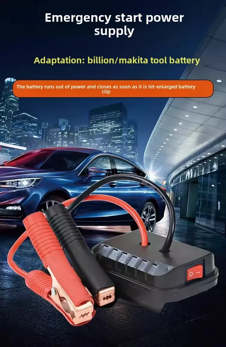 Para Makita bater&iacute;a de coche arrancador de bater&iacute;a banco de energ&iacute;a de emergencia de litio con Clips de cobre engrosados con puertos de carga USB duales