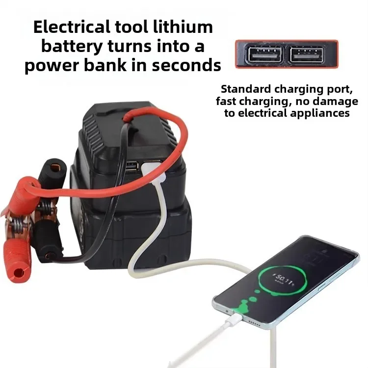 Para Makita bater&iacute;a de coche arrancador de bater&iacute;a banco de energ&iacute;a de emergencia de litio con Clips de cobre engrosados con puertos de carga USB duales