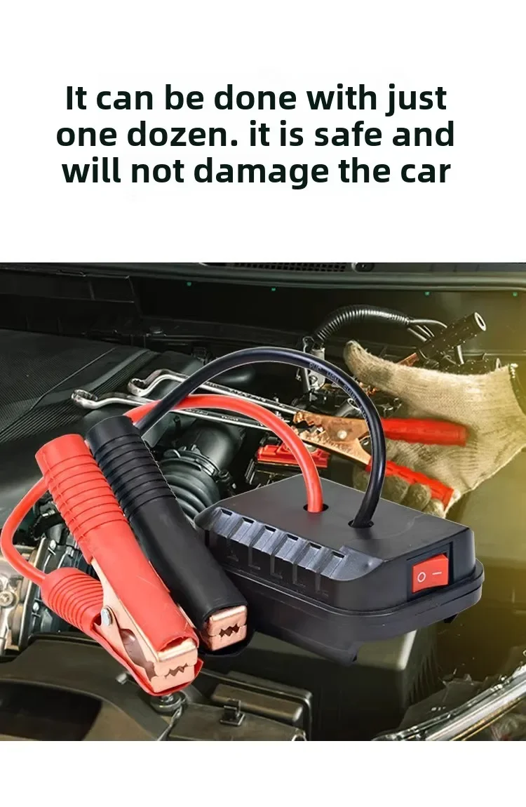 Para Makita bater&iacute;a de coche arrancador de bater&iacute;a banco de energ&iacute;a de emergencia de litio con Clips de cobre engrosados con puertos de carga USB duales